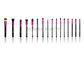 مجموعة فراشي مكياج مكياج من 42 قطعة مع مجموعة من الألمنيوم الوردي ومقبض خشبي أسود غير لامع
